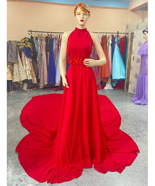 G285, Red slit cut infinity Maternity shoot trail Gown Size: All, Color: All
