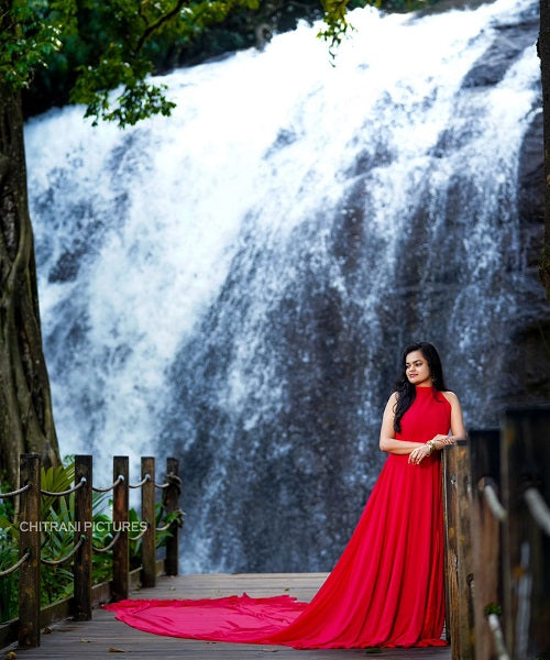 G285, Red slit cut infinity Maternity shoot trail Gown Size: All, Color: All