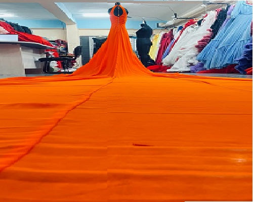 G685, Halter Neck Orange slit cut long trail shoot gown Size: All, Color: All