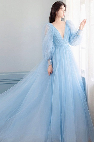 G725, Sky Blue Prewedding Shoot Trail Gown, Size: All, Color: All