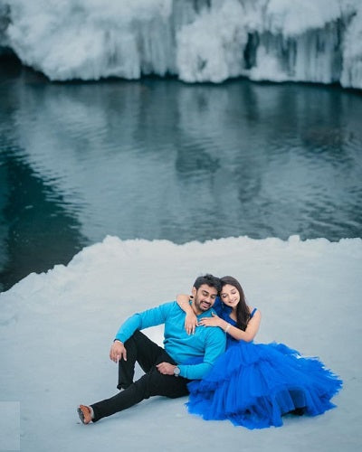 G328, RoyalBlue luxury Ruffle Long Trail Gown Size: All, Color: All