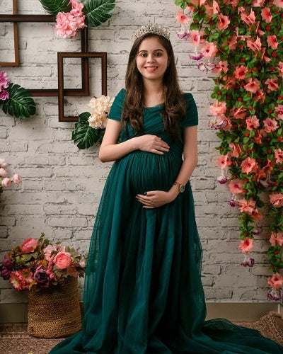 G922, Bottle Green Shoot Gown, Size: All, Color: All