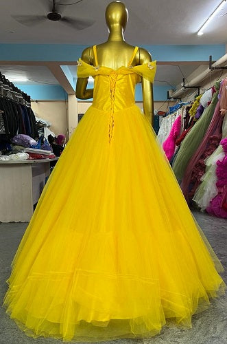 G738, Luxury Yellow Cindrella Princess Big Ball Gown, Size: All, Color: All