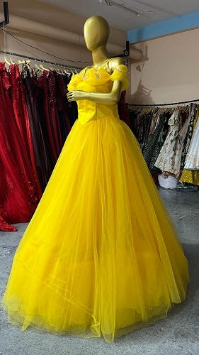 G738, Luxury Yellow Cindrella Princess Big Ball Gown, Size: All, Color: All