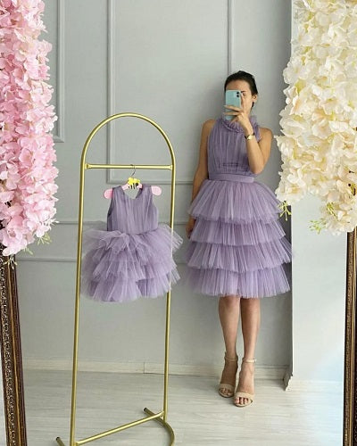 G774, Lavender Ruffle Mother Daughter Shoot Gown Size: All, Color: All