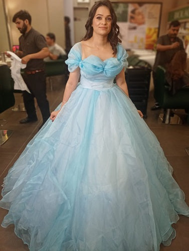 G538, Luxury Sky Blue Cindrella Princess Big Ball Gown, Size: All,Color: All