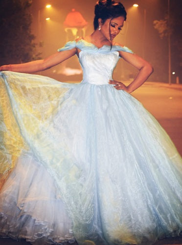 G538, Luxury Sky Blue Cindrella Princess Big Ball Gown, Size: All,Color: All
