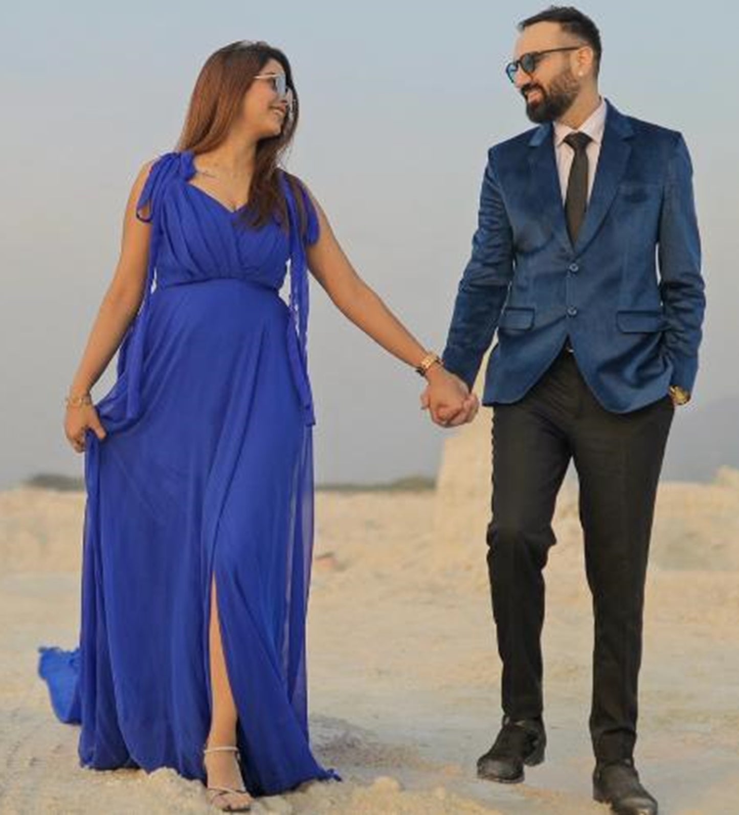 G338, Royal Blue Slit Cut Long Trail Prewedding Shoot Gown Size: All, Color: All