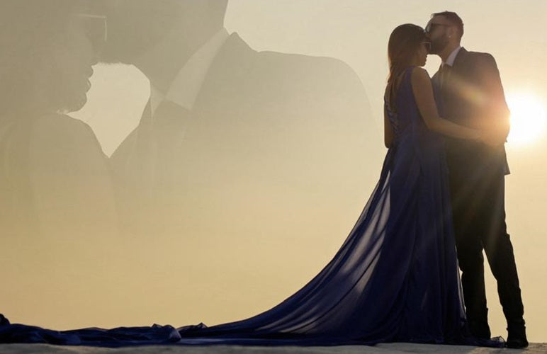 G338, Royal Blue Slit Cut Long Trail Prewedding Shoot Gown Size: All, Color: All