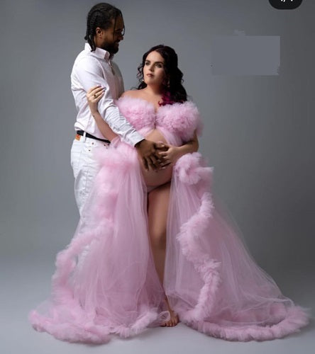 G3028 Pink Ruffled Trail Gown With Inner, (All Sizes)pp