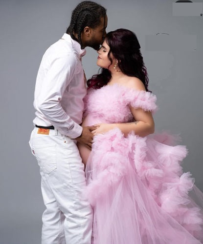 G3028 Pink Ruffled Trail Gown With Inner, (All Sizes)pp