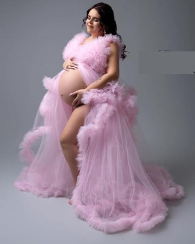 G3028 Pink Ruffled Trail Gown With Inner, (All Sizes)pp