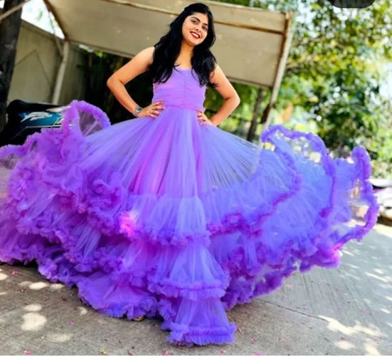 G3029,Lavender Prewedding Shoot Trail Gown, Size (All)pp