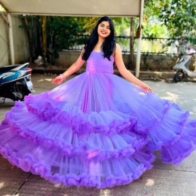 G3029,Lavender Prewedding Shoot Trail Gown, Size (All)pp