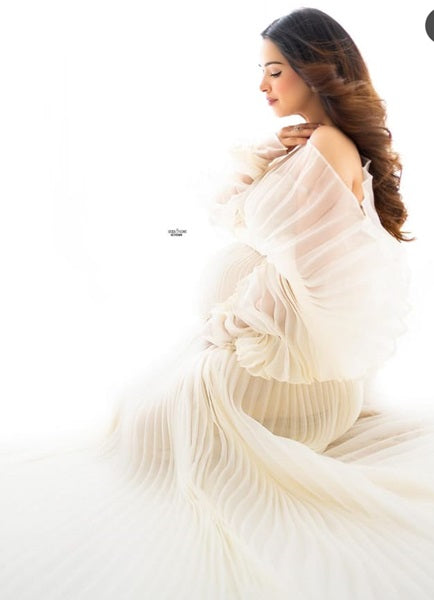 W201, White Maternity Gown (All size)pp