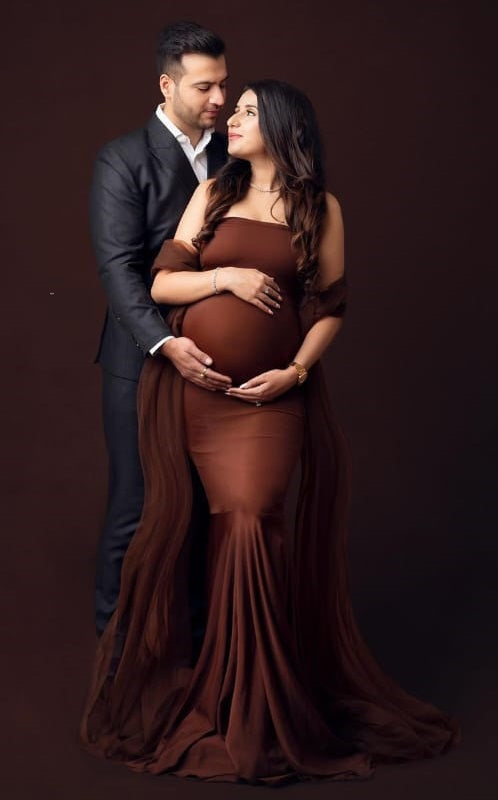 G3036,Brown Maternity Shoot Gown, Size (All)