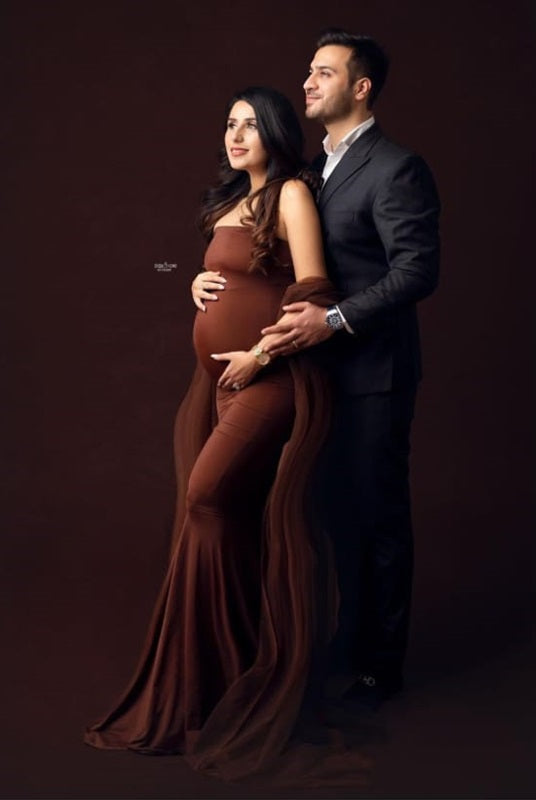 G3036,Brown Maternity Shoot Gown, Size (All)