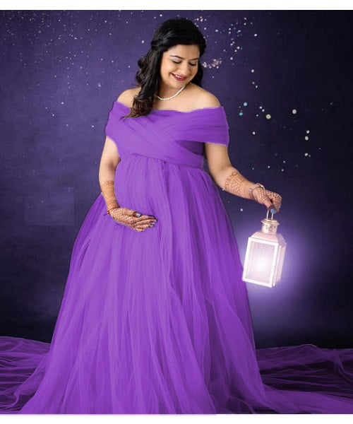 G3022, Purple Maternity Shoot Gown, Size: All, Color: All