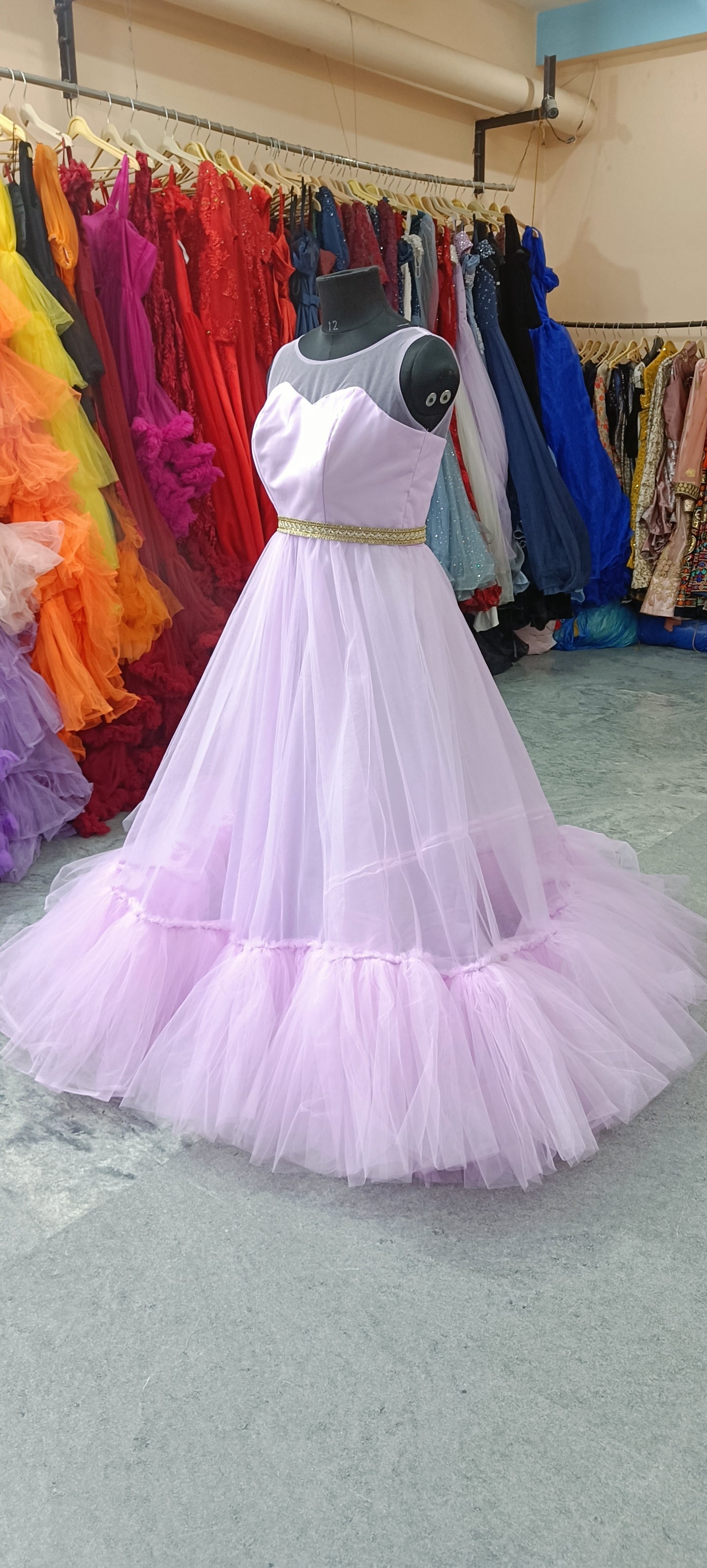 G2127, Pink frilled Mother Daughter Shoot Gown , (All Sizes)pp