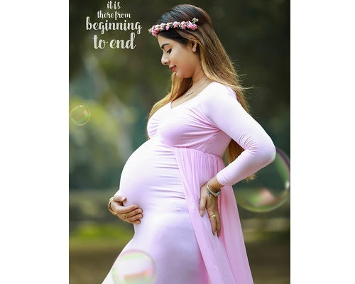 G156, Pink Maternity shoot Baby Shower Lycra Body Fit Gown, Size: All, Color: All
