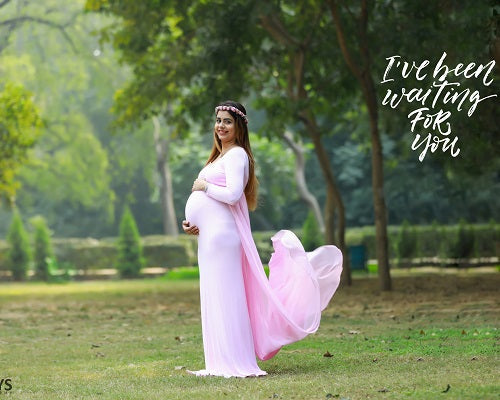 G156, Pink Maternity shoot Baby Shower Lycra Body Fit Gown, Size: All, Color: All