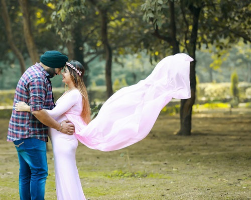 G156, Pink Maternity shoot Baby Shower Lycra Body Fit Gown, Size: All, Color: All