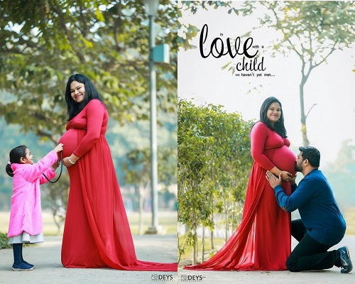 G44 ,Wine Maternity shoot Baby Shower Lycra Body Fit Gown, Size: All, Color: All