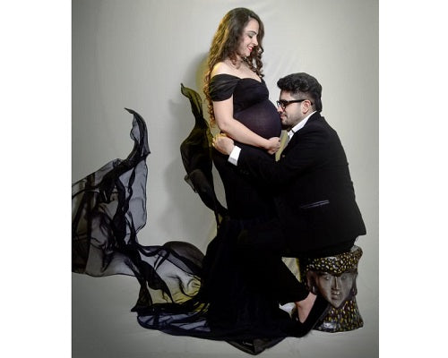 G220, Black Maternity Shoot Trail Baby Shower Lycra Fit Gown, Size: All, Color: All