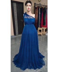 G319, Blue One Shoulder Prewedding Shoot Gown, Size: All, Color: All