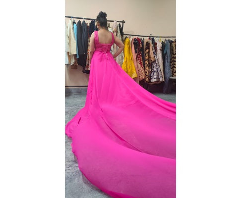 G251, Hot Pink Pre-Wedding Shoot Trail Gown, Size: All, Color: All