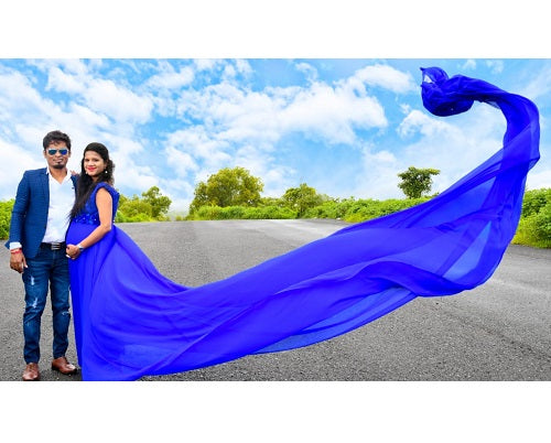 G300, Royal Blue Long Trail Maternity Shoot Baby Shower Gown, Size: All, Color: All