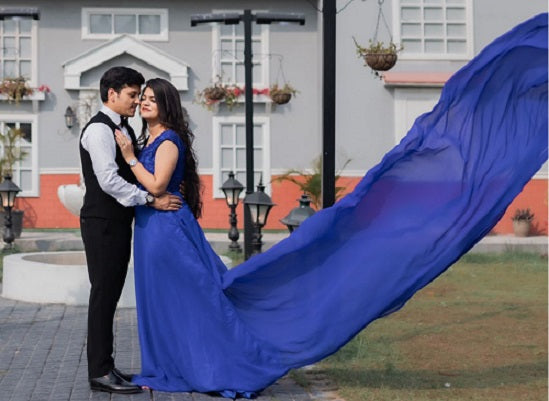 G300, Royal Blue Long Trail Prewedding Shoot Gown, Size: All, Color: All