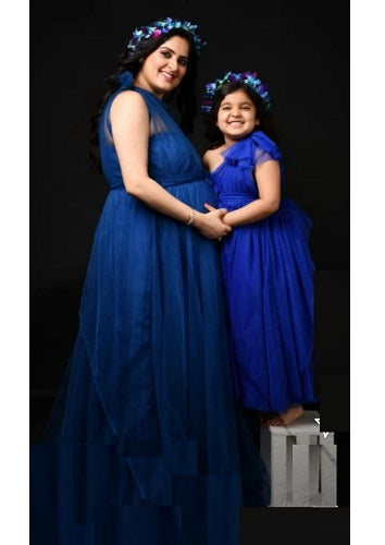 G319, Blue Maternity One Shoulder Gown, Size: All, Color: All