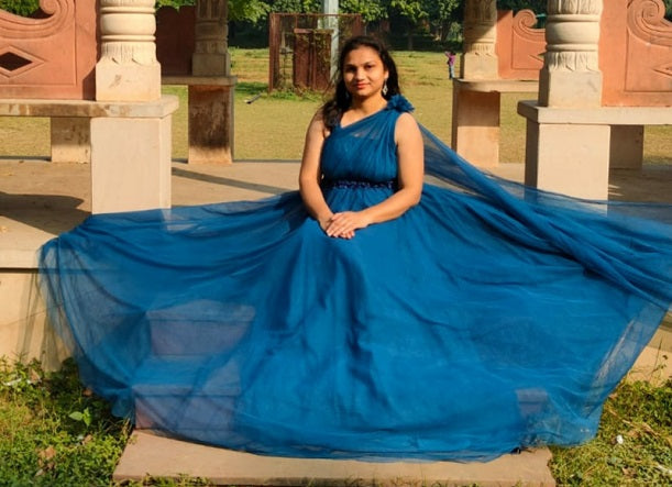 G319, Blue Maternity One Shoulder Gown, Size: All, Color: All