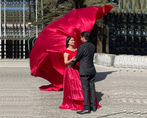 G350, Wine satin Maternity Shoot Gown, Size: All, Color: All