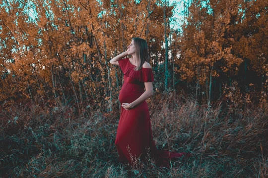 G42, Long Off Shoulder Wine Maternity shoot Baby Shower Lycra Body Fit Gown, Size: All, Color: All