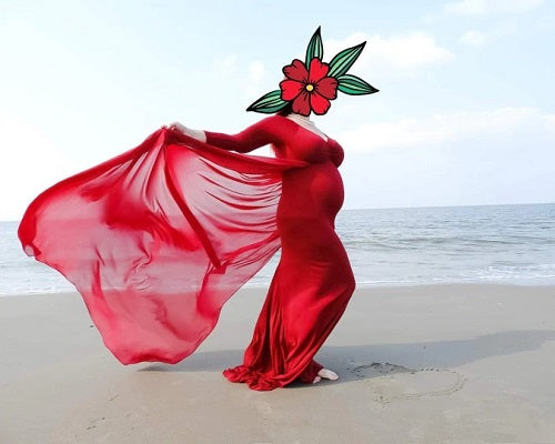 G44 ,Wine Maternity shoot Baby Shower Lycra Body Fit Gown, Size: All, Color: All