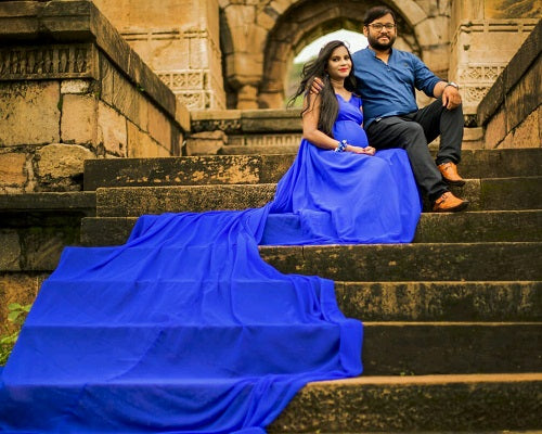 G300, Royal Blue Long Trail Maternity Shoot Baby Shower Gown Size: All, Color: All