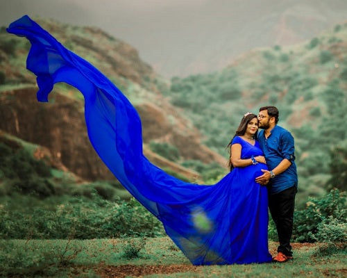 G300, Royal Blue Long Trail Maternity Shoot Baby Shower Gown Size: All, Color: All