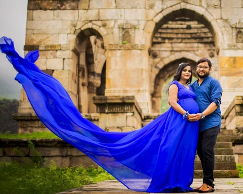 G300, Royal Blue Long Trail Maternity Shoot Baby Shower Gown, Size: All, Color: All