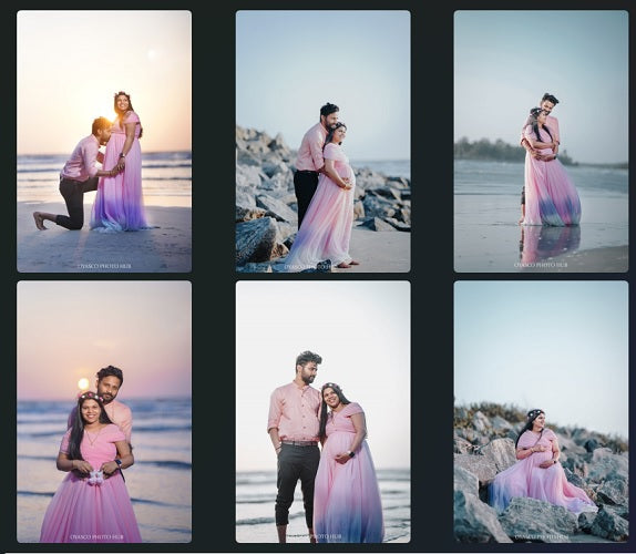 G322, Pink Multi Shade Maternity Shoot Gown, Size: All, Color: All