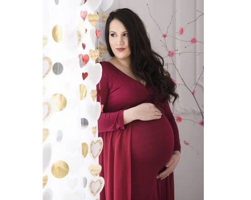 G44 ,Wine Maternity shoot Baby Shower Lycra Body Fit Gown, Size: All, Color: All