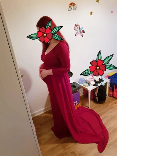 G44 ,Wine Maternity shoot Baby Shower Lycra Body Fit Gown, Size: All, Color: All