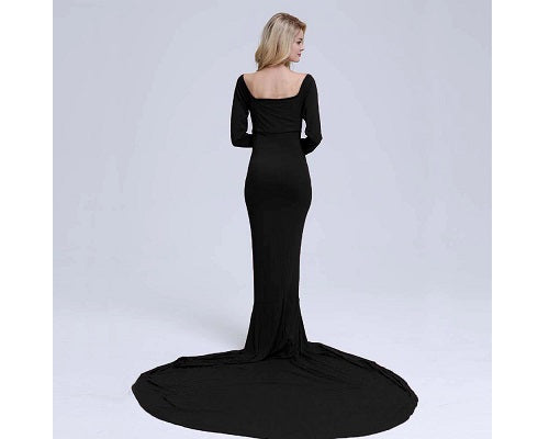 G159, Black Maternity Shoot Trail Baby Shower Gown, Size: All, Color: All