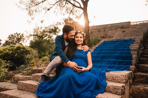 G300, Royal Blue Long Trail Maternity Shoot Baby Shower Gown, Size: All, Color: All