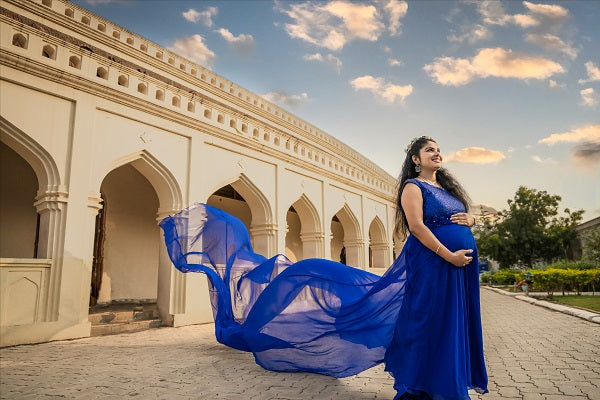 G300, Royal Blue Long Trail Maternity Shoot Baby Shower Gown Size: All, Color: All