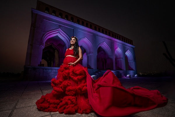 G6482, Dark Magenta Puffy Maternity Shoot Trail Gown Size: All, Color: All