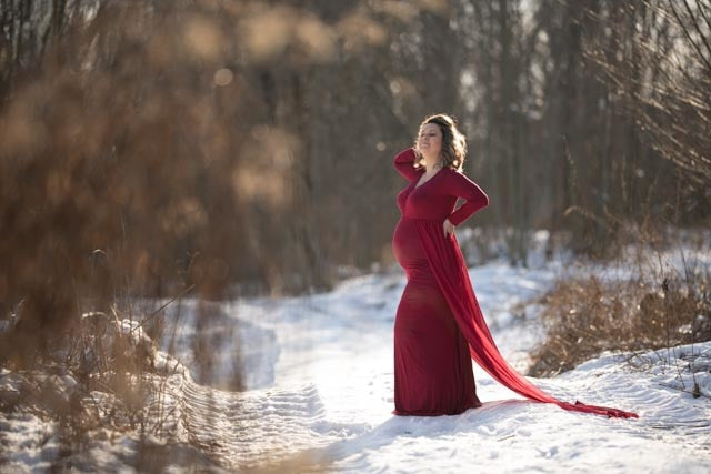 G44 ,Wine Maternity shoot Baby Shower Lycra Body Fit Gown, Size: All, Color: All