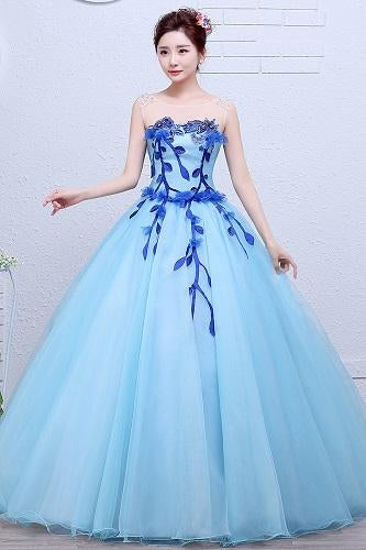 G167, Light Blue Ball Gown, Size (XS-30 toL-38)