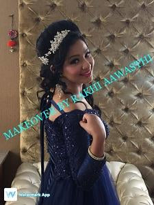 G145, Navy Blue Semi off shoulder Ball Gown, Size (XS-30 to XL-36)